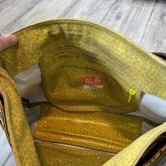 Vintage Fossil Keyper Messenger Bag with Mini Pouch, Yellow Multi/Floral - Picture 8 of 15